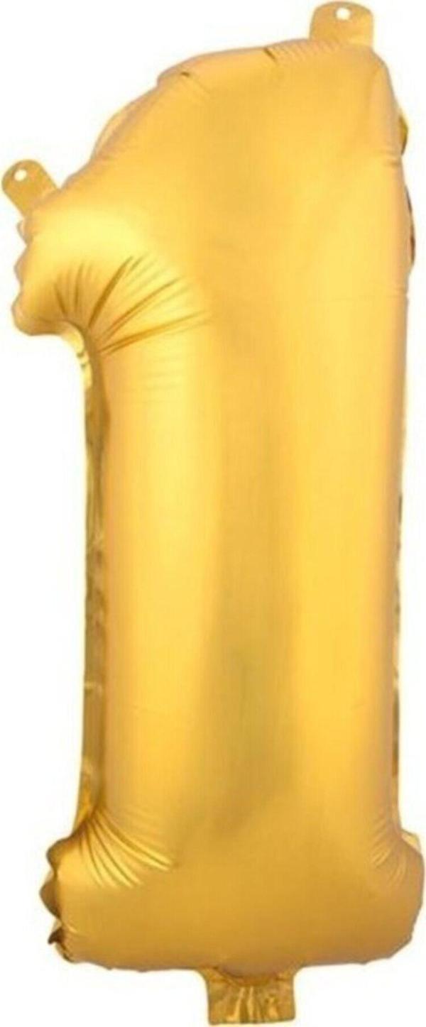 EveFix 1 (Gold) Rakam Folyo Balon - 90 Cm - Altın Folyo Rakam Balon - Image 1