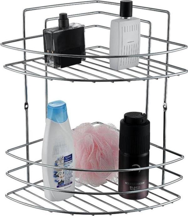 EveFix 2 Raflı Krom Banyo Rafı Şampuanlık Sabunluk Banyo Duş Düzenleyici - Image 1