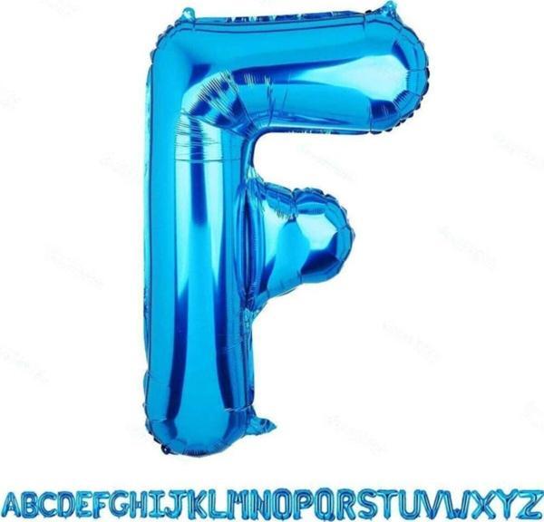 EveFix 1 Metre Mavi F Harfi Folyo Harf Balon Mavi F Balon Doğum Günü Balonu Mavi - Image 1