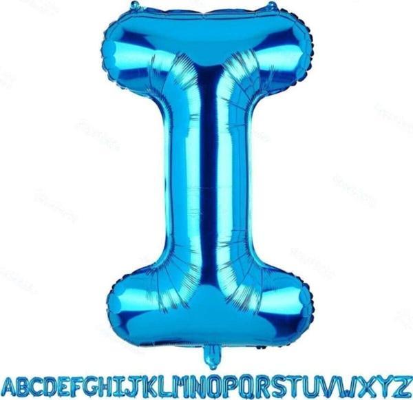 EveFix 1 Metre Mavi I Harfi Folyo Folyo Balon I Harf Balon Balonu Mavi Folyo - Image 1
