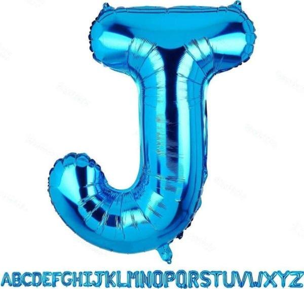 EveFix 1 Metre Mavi J Harfi Folyo Harf Balon Mavi J Harf Folyo Balon Mavi Folyo - Image 1