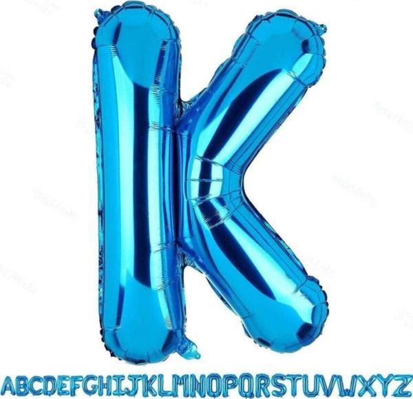 EveFix 1 Metre Mavi K Harfi Folyo Harf Balon Mavi K Harf Folyo Balon Kına Gecesi Balonu Mavi - Image 1