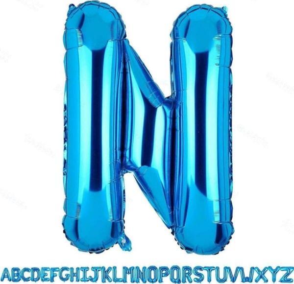 EveFix 1 Metre Mavi N Harfi Folyo Harf Balon Mavi N Harf Bebek Odası Balonu Mavi - Image 1