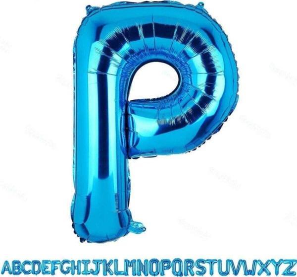 EveFix 1 Metre Mavi P Harfi Folyo Harf Balon Mavi Balon P Harf Balon Konser Süsleme Balonu - Image 1