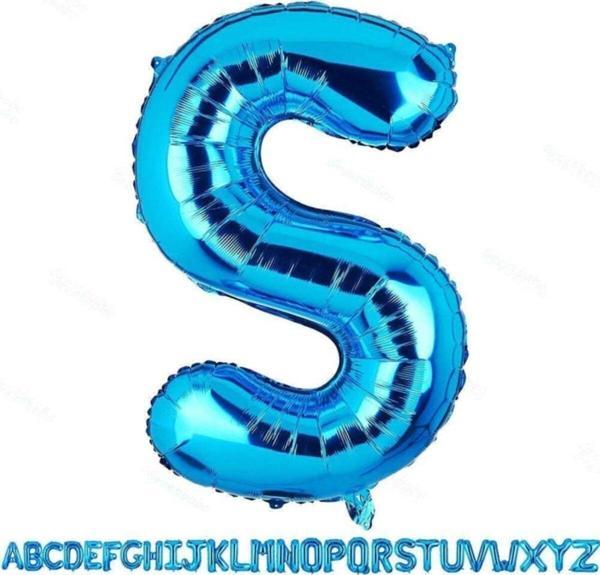 EveFix 1 Metre Mavi S Harfi Folyo Harf Balon Mavi S Harf Folyo Balon S Harf Balon Dev Balon Mavi - Image 1