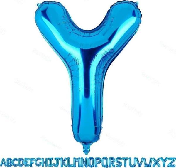 EveFix 1 Metre Mavi Y Harfi Folyo Harf Balon Mavi Y Harf Folyo Balon Y Harf Doğum Günü - Image 1