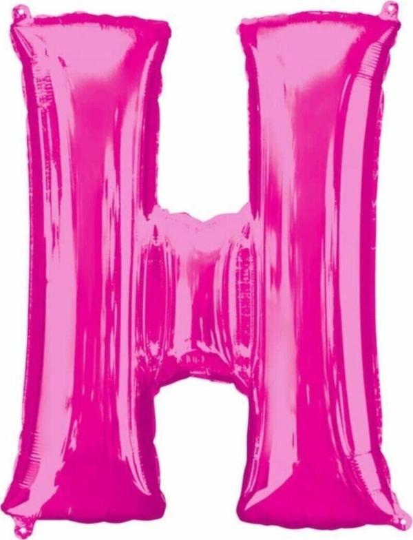 EveFix 1 Metre Pembe H Harfi Folyo Harf Balon Pembe Folyo Balon H Harf Balon Dekor Balonu Pink - Image 1