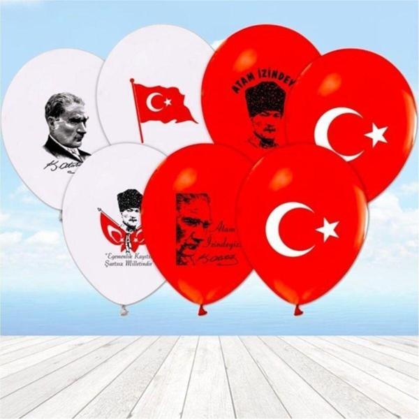 EveFix Atatürk Ve Bayrak Baskılı Balon 10 Adet - Image 1