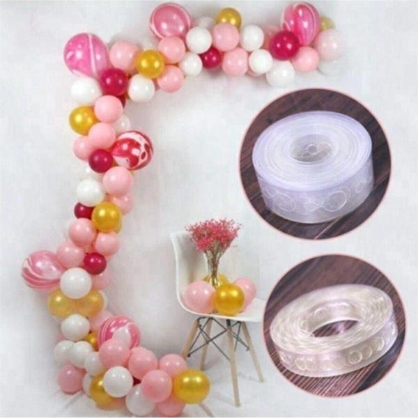 EveFix 100 Adet Metalik Balon Ve 5 Metre Balon Zinciri (Pembe - Fuşya - Beyaz - Altın Karışık) - Image 1