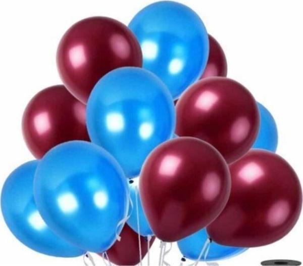 EveFix 50 Adet Metalik Sedefli Kaliteli Balon Bordo-Mavi - Image 1