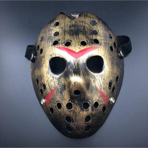 EveFix Bakır Renk Kırmızı Çizgili Tam Yüz Hokey Jason Maskesi Hannibal Maskesi - Image 1