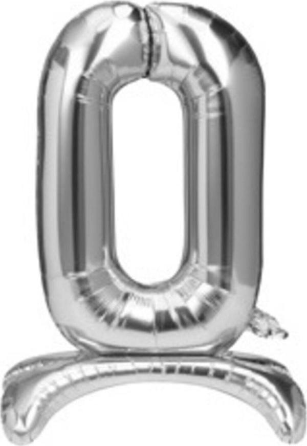 EveFix Balon 0 Rakamı Ayaklı Folyo Balon Gümüş - Image 1