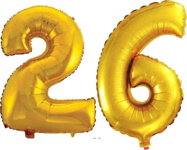 EveFix 26 Yaş Sayı Folyo Balon Altın 90 Cm - Image 1