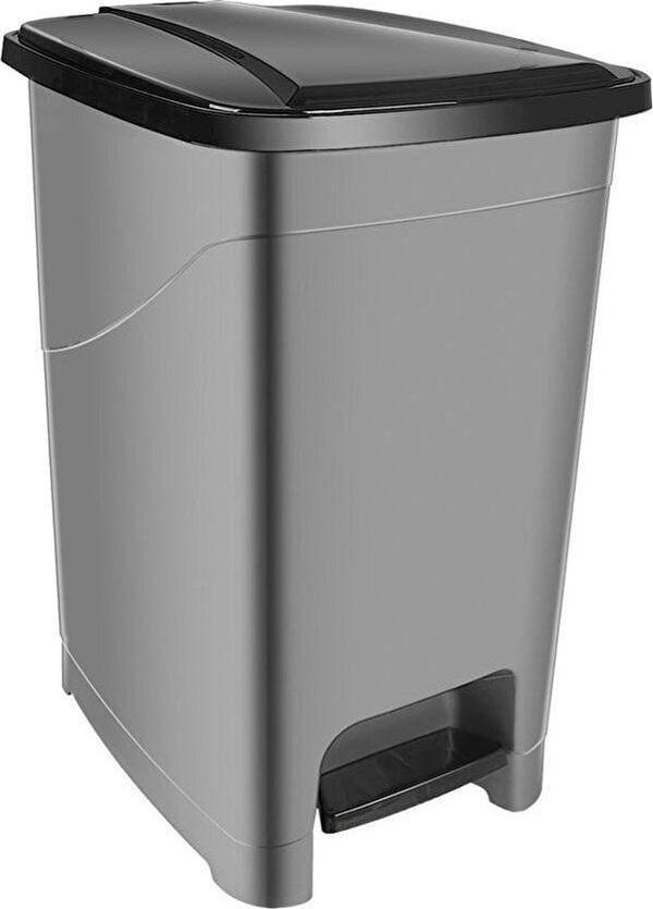 EveFix 15 Lt Saral Slim Pedallı Plastik Çöp Kovası Siyah Kapaklı - Image 1