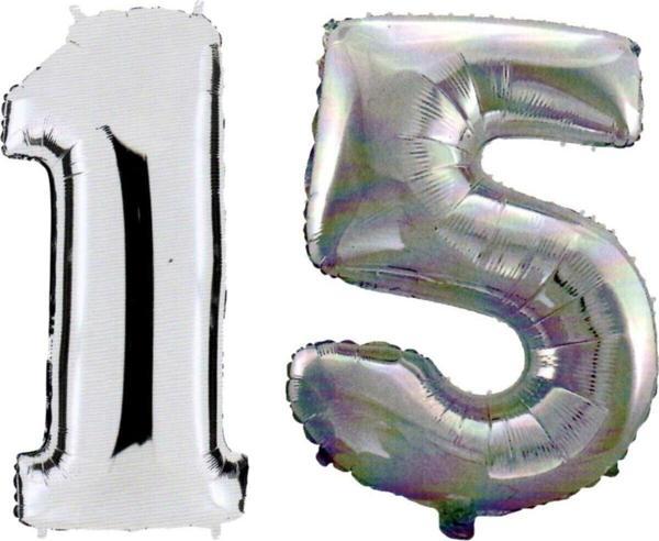 EveFix 15 Yaş Sayı Folyo Balon Gümüş 90 Cm - Image 1