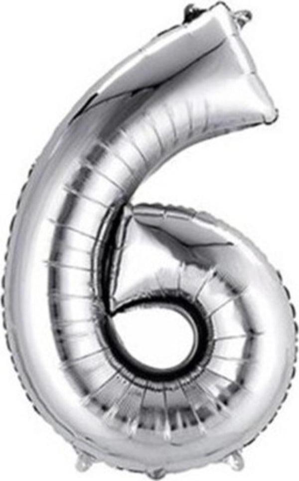 EveFix Balon 6 Rakamı Gümüş Folyo Balon 102 Cm - Image 1