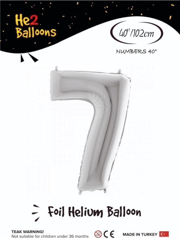 EveFix Balon 7 Rakam Gümüş Folyo Balon 40 Inç - Image 1