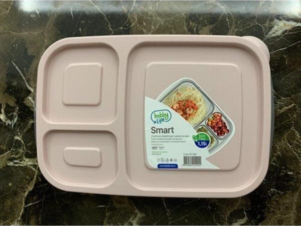 EveFix 3 Bölmeli Saklama Kabı Pembe 1,15 Lt - Image 1