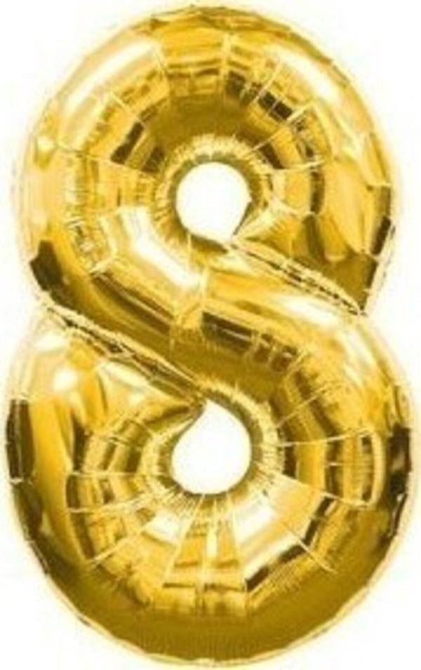 EveFix Balon 8 Rakamı Gold Folyo Balon 102 Cm - Image 1