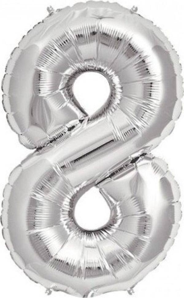 EveFix Balon 8 Rakamı Gümüş Folyo Balon 102 Cm - Image 1