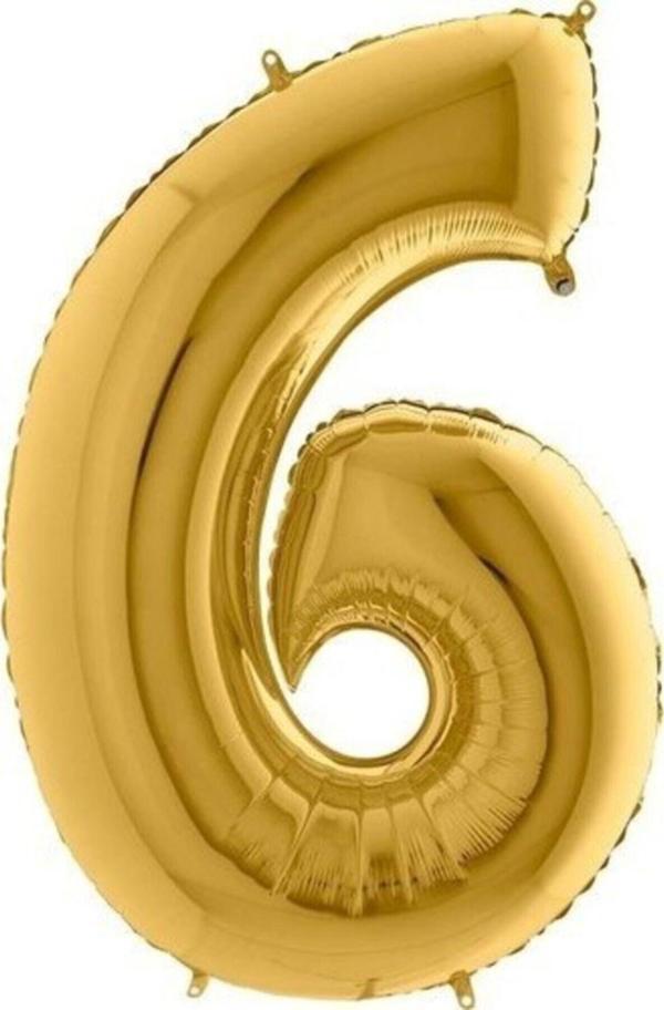EveFix Balon 6 Rakamı Gold Folyo Balon 102 Cm - Image 1
