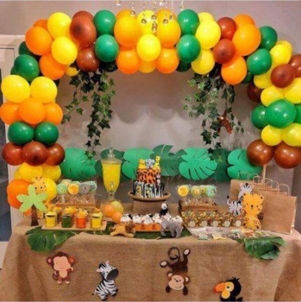 EveFix Balon Konsept 50 Adet Sarı-Turuncu-Kahverengi-Yeşil Metalik Balon 2,5 Mt Balon Zinciri - Image 1