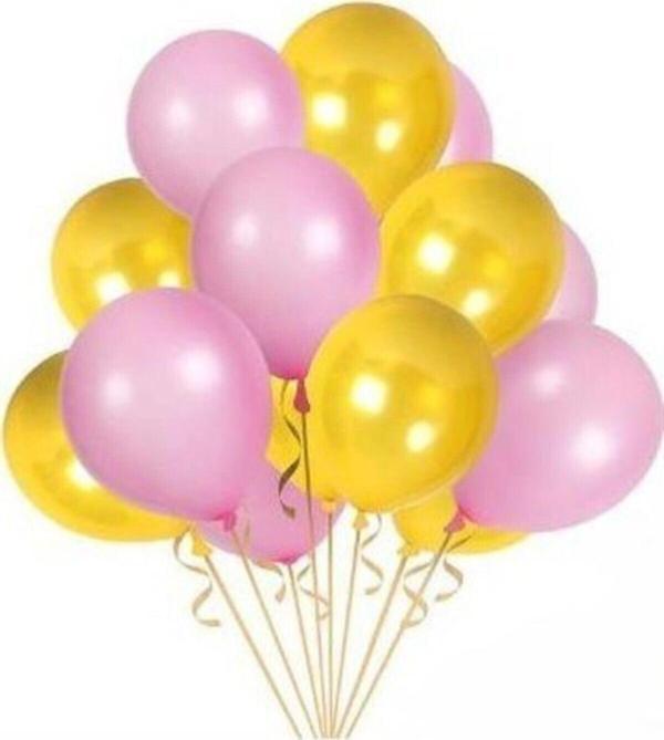 EveFix Balon Metalik Sedefli Kaliteli Balon Pembe Sarı 50 Adet Balon - Image 1