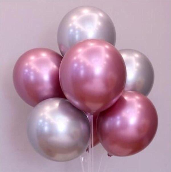 EveFix Balon Parti Balonu Krom Balon Gümüş-Pembe Balon 10 Adet - Image 1