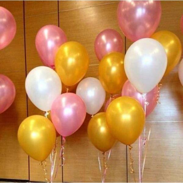 EveFix 30 Adet 12 Inç Metalik Parti Balonu Metalik Gold - Beyaz - Pembe - Image 1