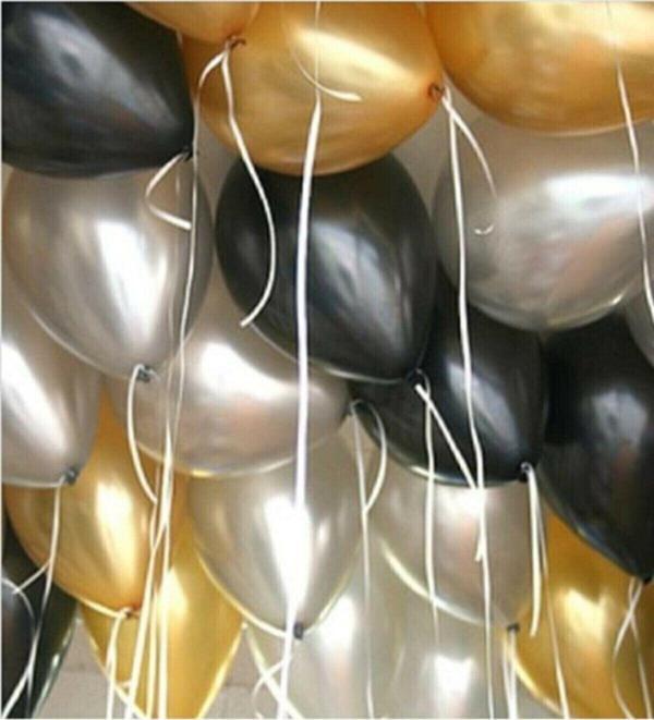 EveFix 30 Adet 12 Inç Parti Balonu Metalik Gold -Metalik Gümüş Pastel Siyah - Image 1