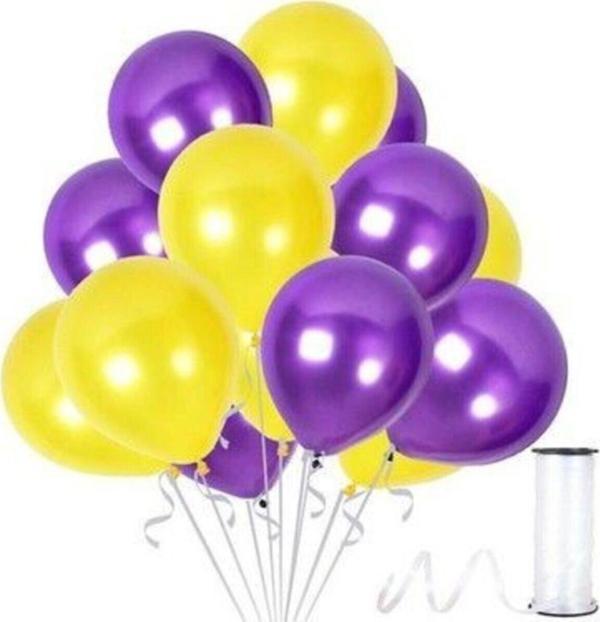 EveFix 30 Adet Metalik Sarı, Mor Balon Konsepti-Uçan Balon - Image 1