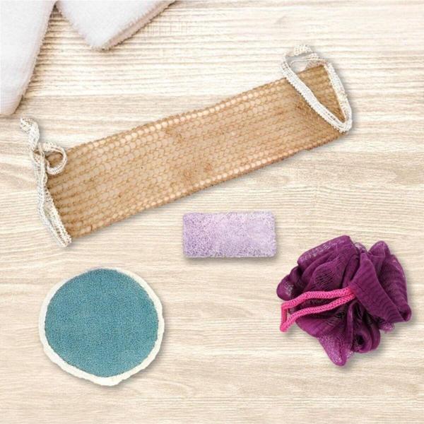 EveFix 4 Parçalı Banyo Duş Lifi Seti Vücut Sırt Yüz Lifi Ponza Taşı - Image 1