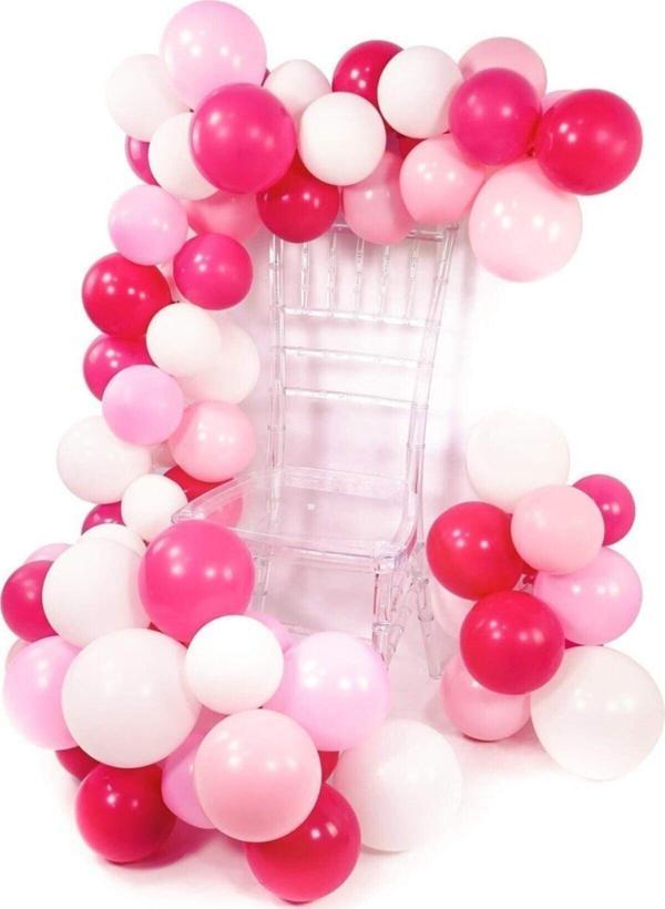 EveFix Fuşya Pembe Beyaz Balon Zinciri 5 Metre - Image 1