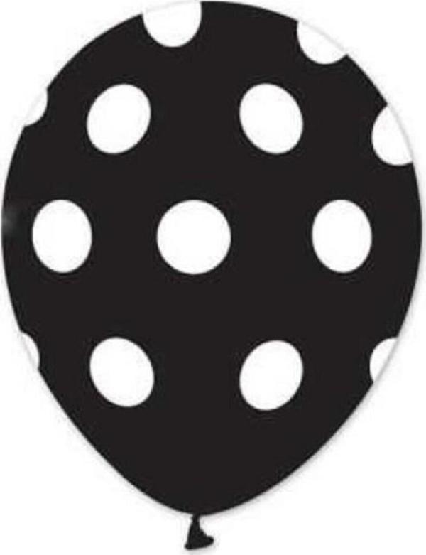 EveFix Beyaz Puantiyeli Siyah Balon 5'Li Paket - Image 1