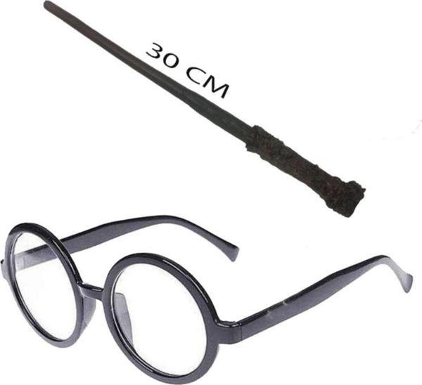 EveFix Harry Potter Asası 30 Cm Ve Siyah Çerçeveli Harry Potter Gözlüğü Seti - Image 1