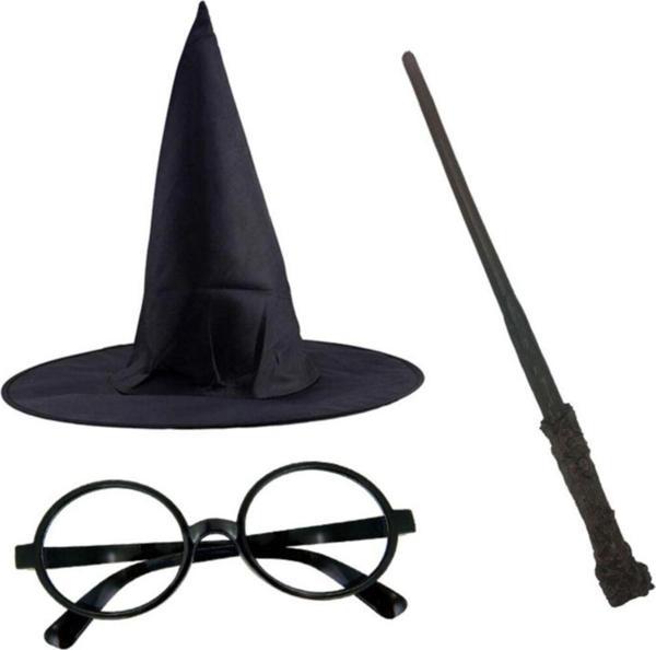 EveFix Harry Potter Şapkası Harry Potter Gözlüğü Harry Potter Asası 3 Lü Set - Image 1