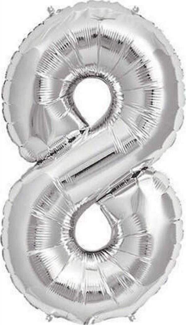 EveFix Gümüş Folyo Balon Sayılı Helyum Balon 100 Cm Dev Boy 8 - Image 1