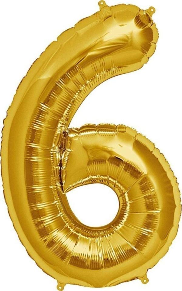 EveFix Folyo Balon 6 Rakamı Altın 100 Cm 6 Rakam Folyo Balon - Image 1