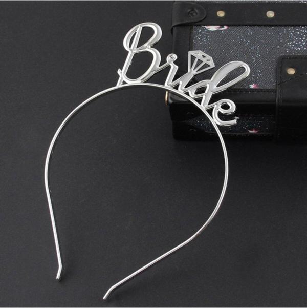 EveFix Gümüş Renk Bride Yazılı Metal Gelin Tacı Bride Taç - Image 1