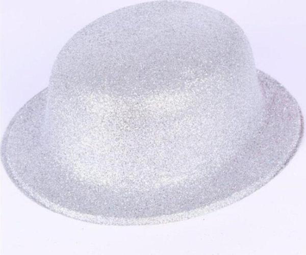 EveFix Gümüş Renk Yuvarlak Simli Plastik Parti Şapkası - Image 1