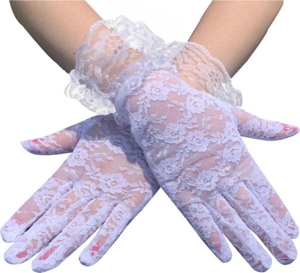 EveFix Güpürlü Bilek Boyu Beyaz Dantel Eldiven Yetişkin - Image 1