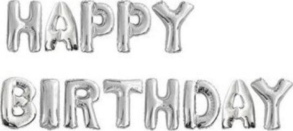 EveFix Happy Birthday Gümüş Harf Folyo Balon - Image 1