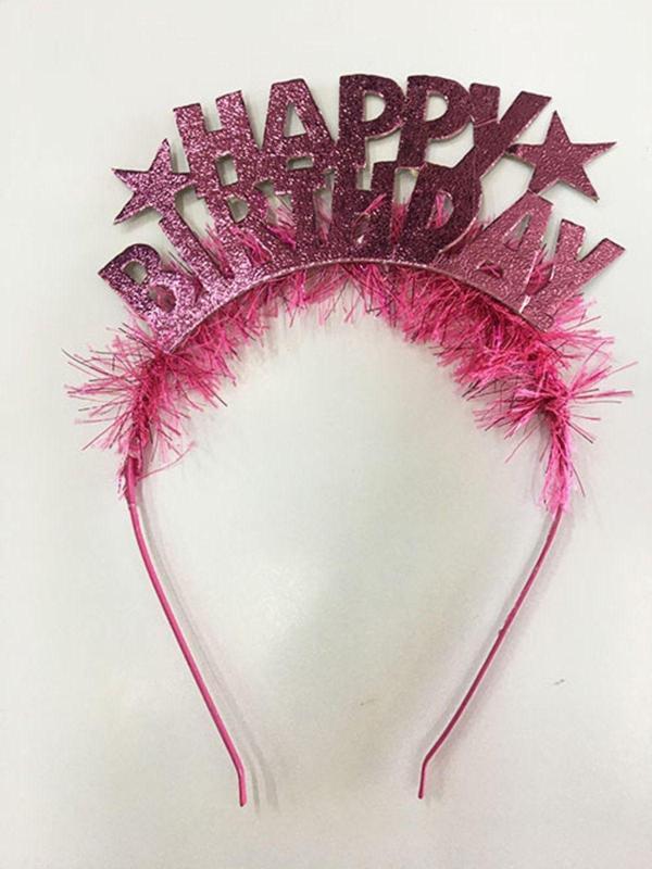 EveFix Happy Birthday Yazılı Metalize Pembe Renk Parti Tacı - Image 1