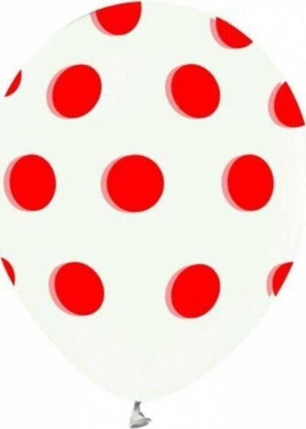EveFix Kırmızı Puantiyeli Şeffaf Balon 5'Li Paket - Image 1