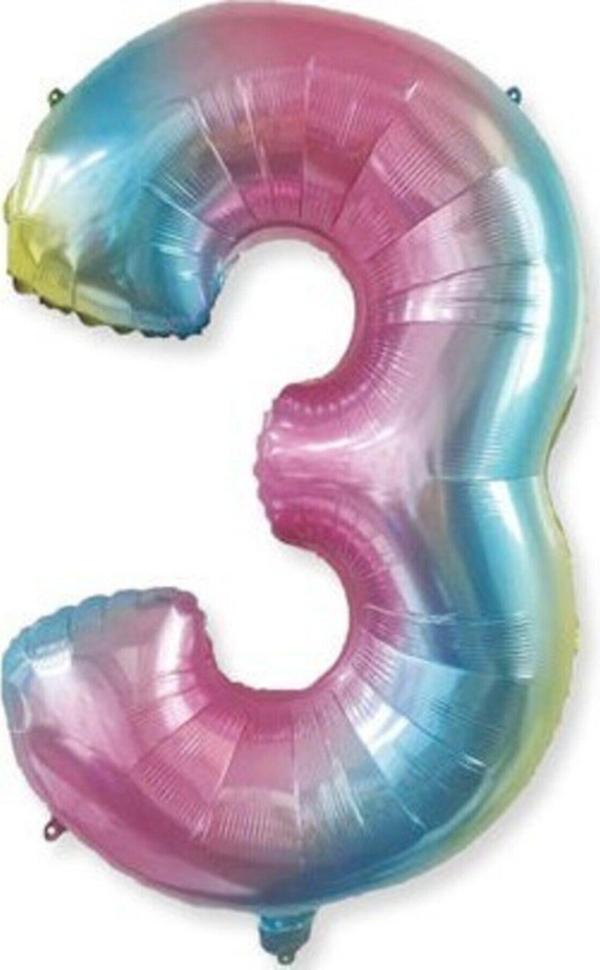 EveFix Folyo Balon Rakam 3 40" Rengarenk - Image 1