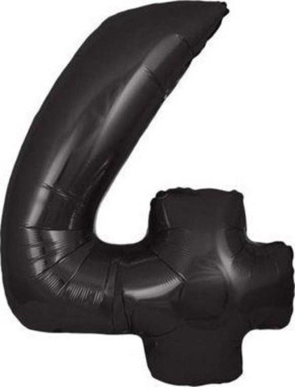 EveFix Folyo Balon Rakam Siyah Renk 1 Metre ( 40 Inç) Dört Rakamı 4 - Image 1