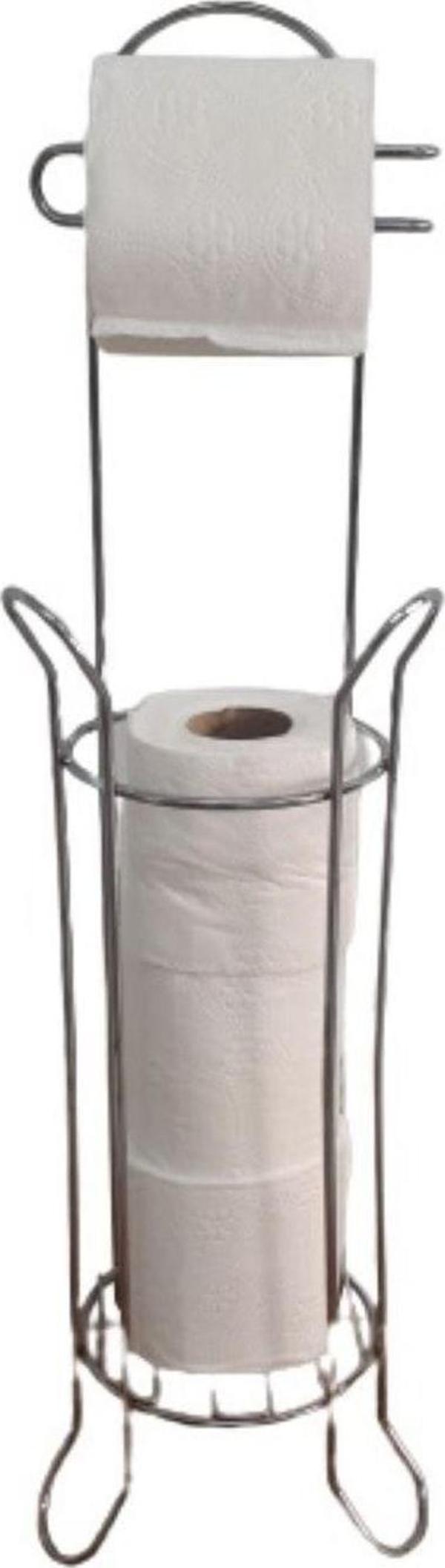 EveFix Krom Kaplama Parlak Metal Ayaklı Yedekli Wc Kağıtlık - Image 1