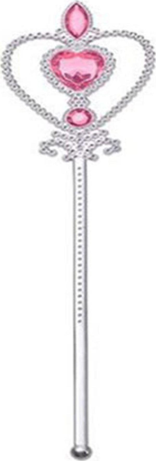 EveFix Pembe Renk Kalp Işlemeli Taşlı Karlar Ülkesi Anna Elsa Asası 32Cm - Image 1