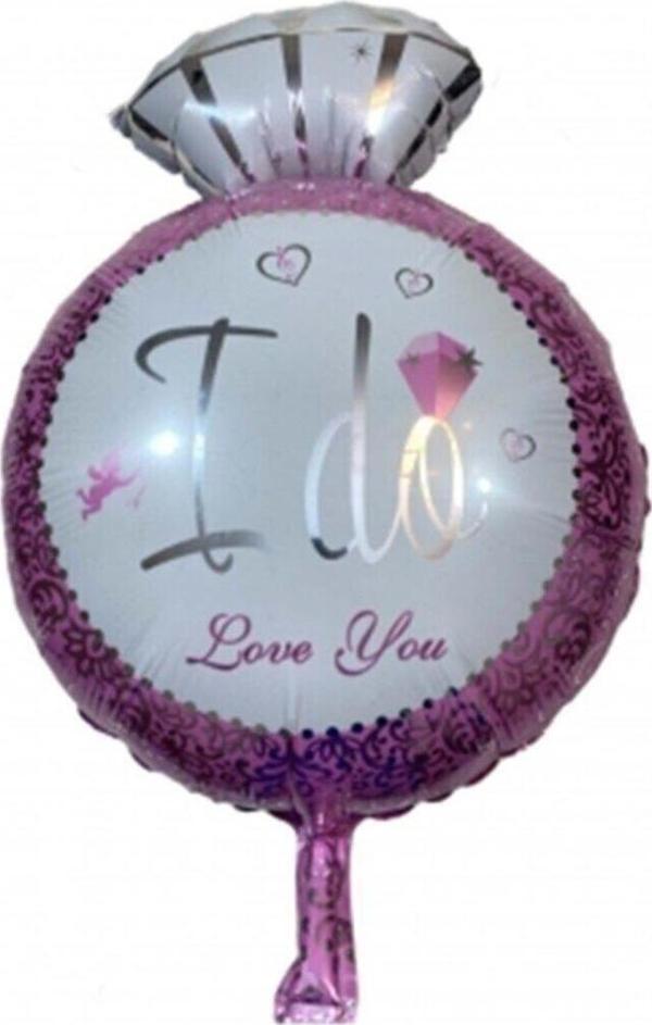 EveFix Tek Taş Yüzük Figürlü Folyo Balon 18 Inç Pembe - Image 1