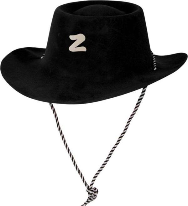 EveFix Siyah Renk Plastik Üzeri Kadife Kaplama Çocuk Zorro Şapkası Bağcıklı - Image 1